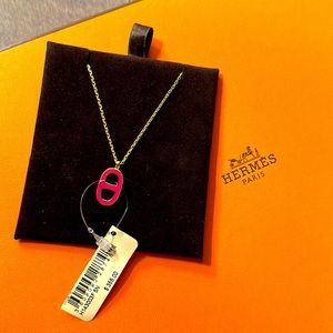 🌟🌟🌟NWT HERMES CHAIN D’ANCRE PENDANT NECKLACE IN ROSE LACQUER W/ROSE GOLD!!